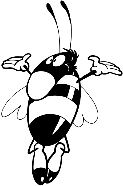 Comic flying bug vinyl sticker. Customize on line.     Animals Insects Fish 004-1021  